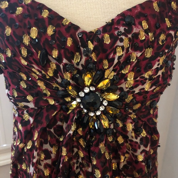 Bebe Leopard Print Burgundy Mini Dress - Picture 4 of 4